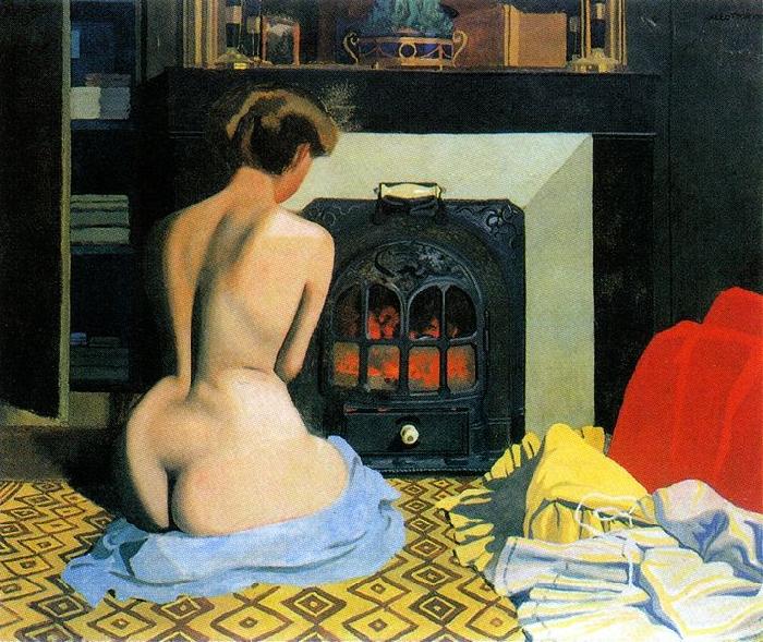 Felix  Vallotton Naked Woman Before Salamander Stove France oil painting art